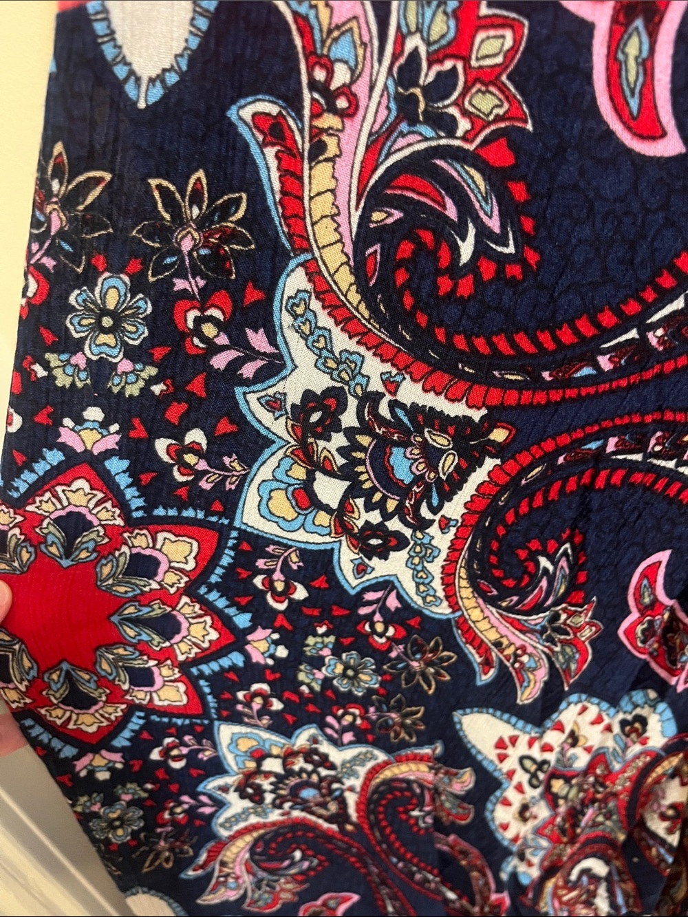 Coke Boho Paisley Maxi Skirt in Navy, Red & Cream - Picture 4 of 5